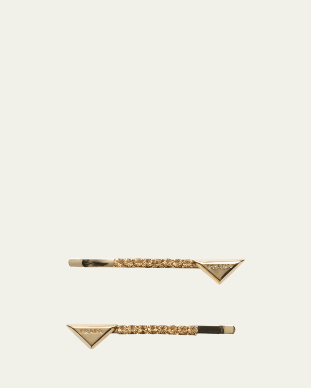 Triangle Logo Embellished Pinch Clips, Set of 2